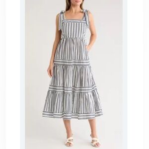 Ellen Tracy tie shoulder‎ tiered sundress SEE DESCRIPTION